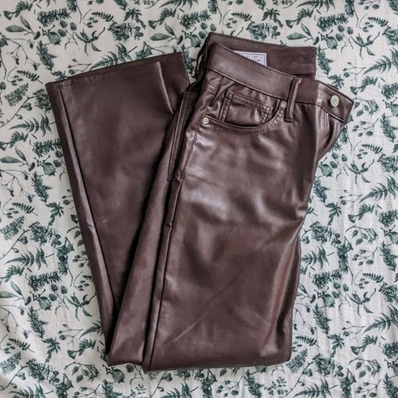 GAP Pants - GAP High Rise Vegan Leather Vintage Slim Pants 4/27 Short Espresso Brown
